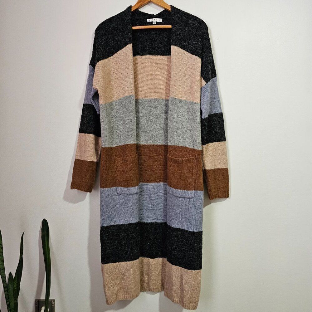 EUC HYFVE STRIPED COLORBLOCK DUSTER COZY OPEN CARDIGAN SIZE LARGE
